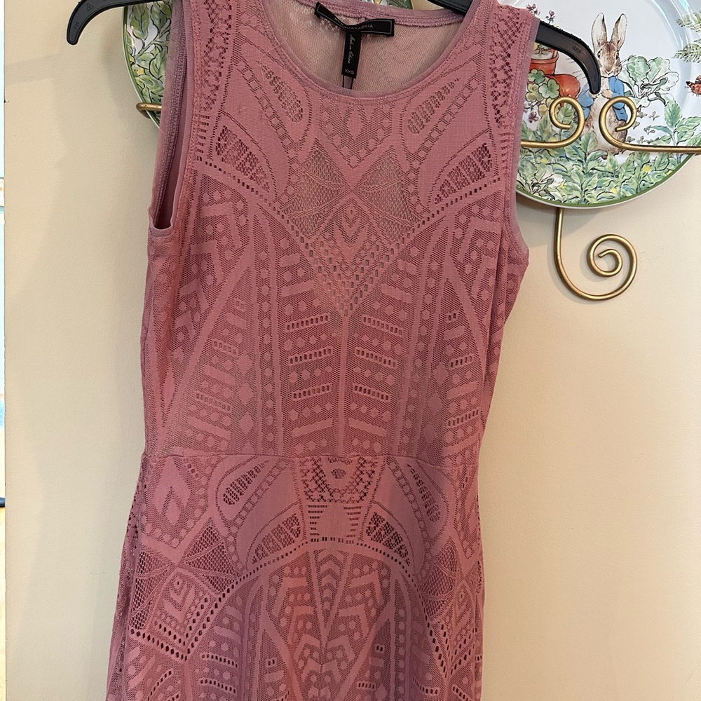 Pink Sleeveless Patterned Dress